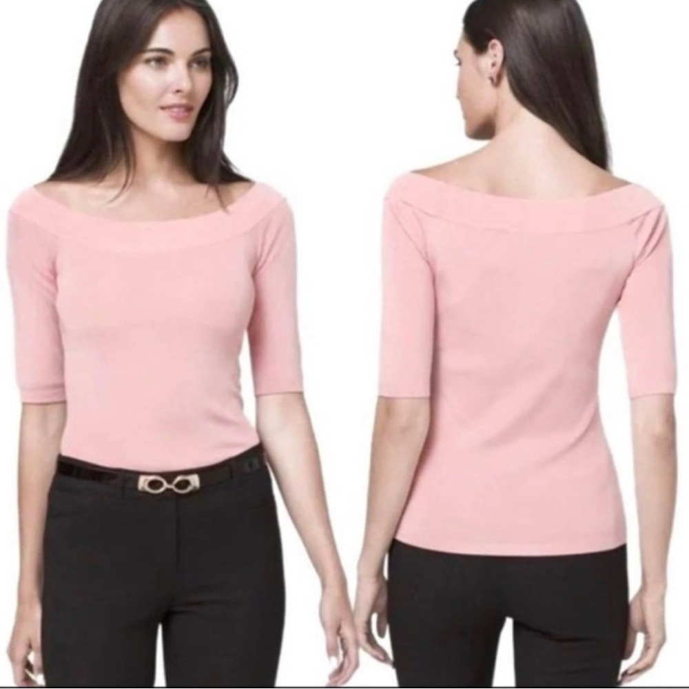 White House Black Market Light Pink Off The Shoulder Blouse